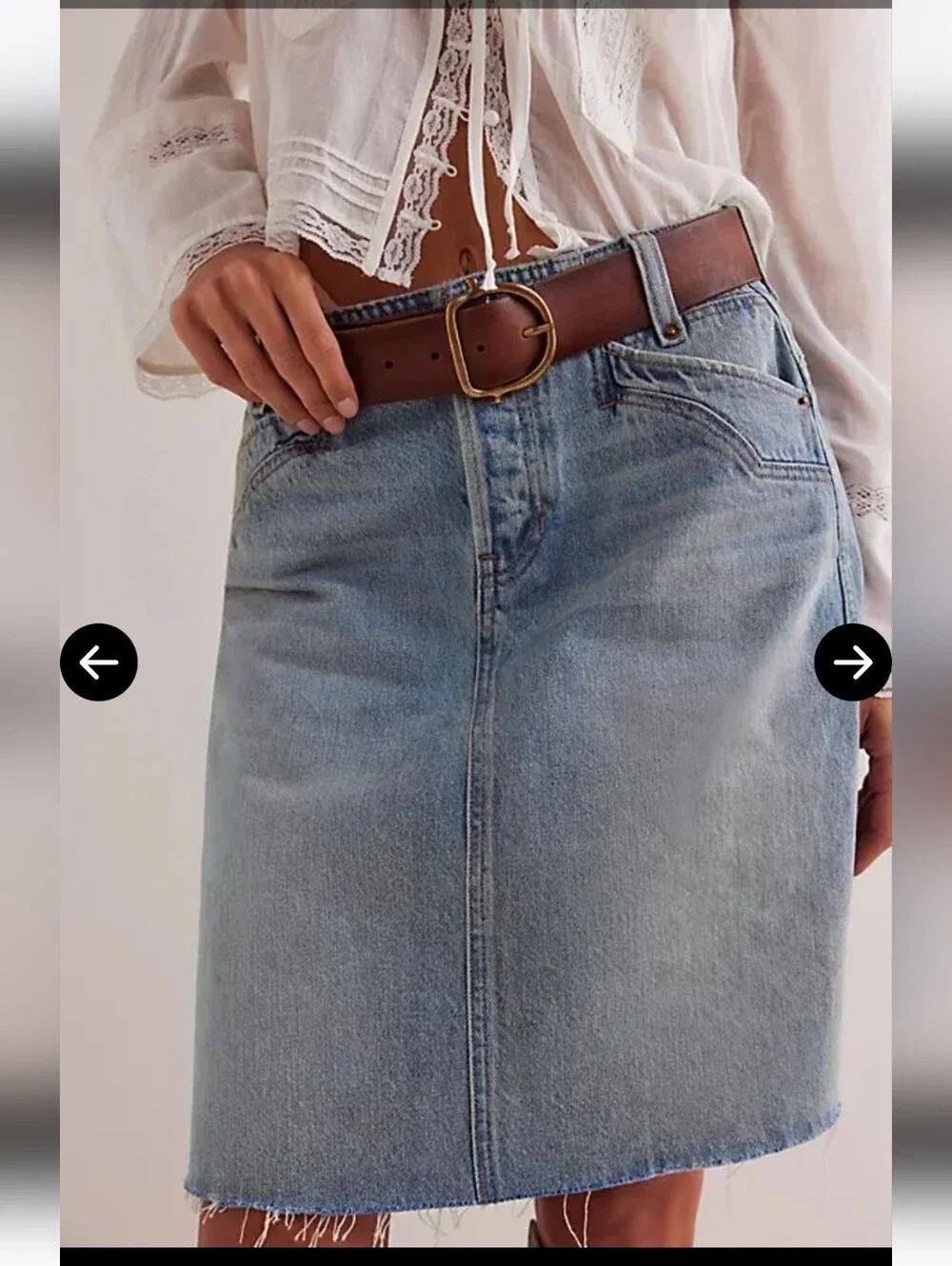 Free People We The Free Suzy Denim midi skirt Sz 26 $128